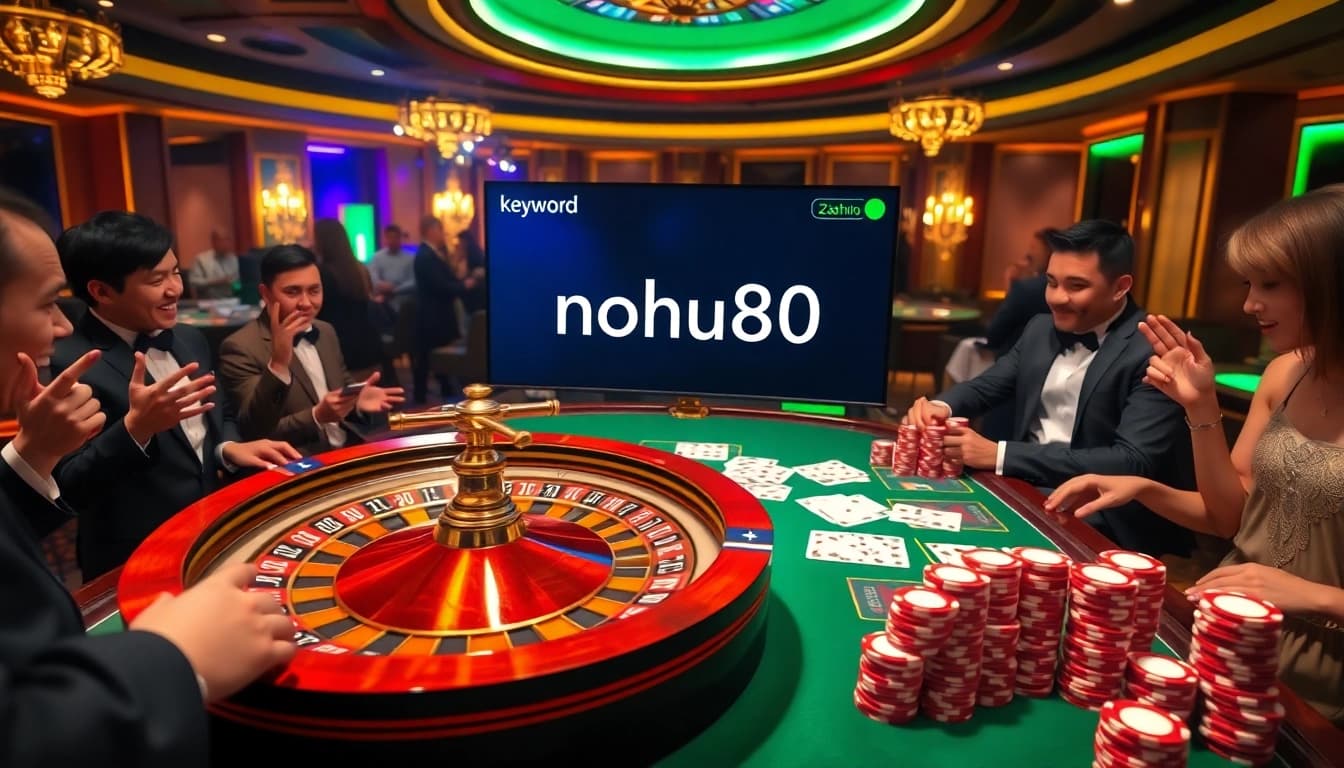 Engaging scene with nohu90 showcasing a thrilling roulette game and vibrant casino atmosphere.