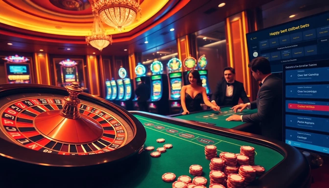 Experience thrilling games at https://thabet1.net/ with a vibrant casino scene featuring roulette and blackjack.
