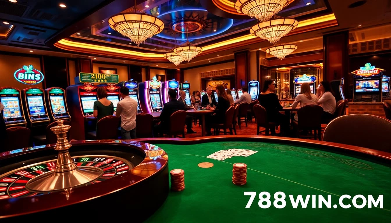 Experience excitement and luxury at 789WIN.COM with immersive casino gaming, poker tables, and vibrant slot machines.