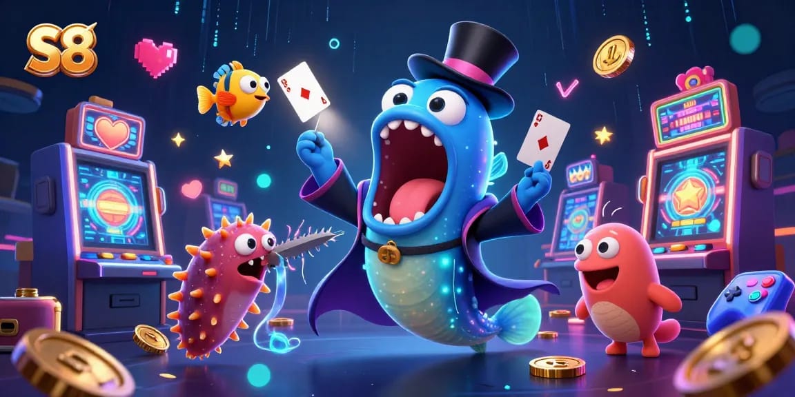S8 players enjoying thrilling casino magic with slots and fun characters in action.