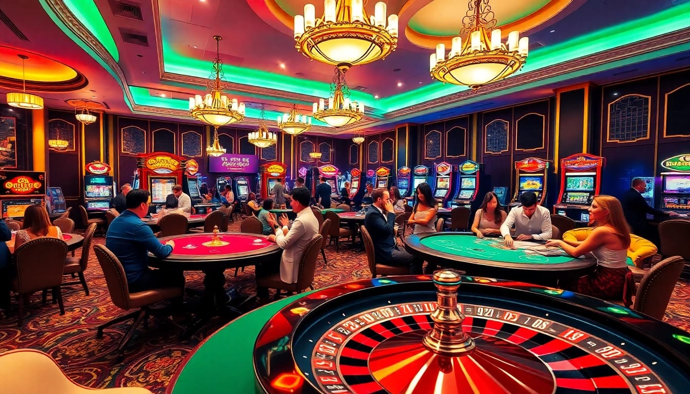 Experience the thrilling atmosphere of gambling at https://okwin68.net/ with exciting casino tables and vibrant slot machines.