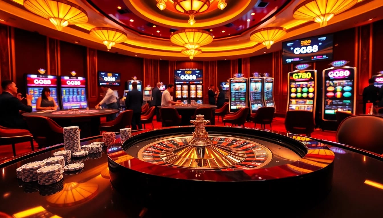 GG88 betting interface at an upscale casino with poker chips and a roulette wheel