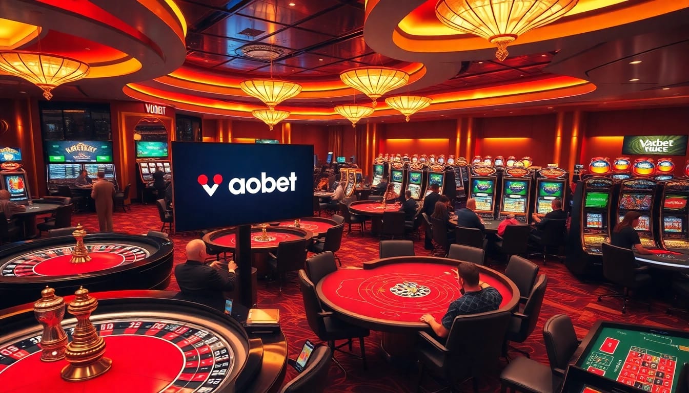 Vaobet captures the excitement of live casino gaming with vibrant tables and online interfaces.
