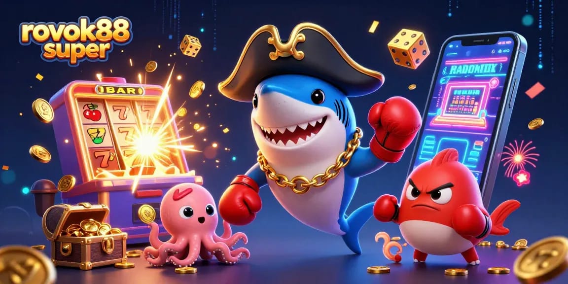 Experience thrilling action with rokok88 super as a pirate shark and friends hit the jackpot!