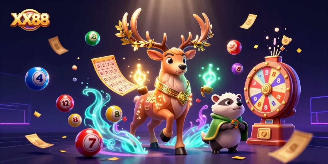 Spin the reels of chance with XX88’s vibrant gaming world featuring dynamic elements and rich illustrations.
