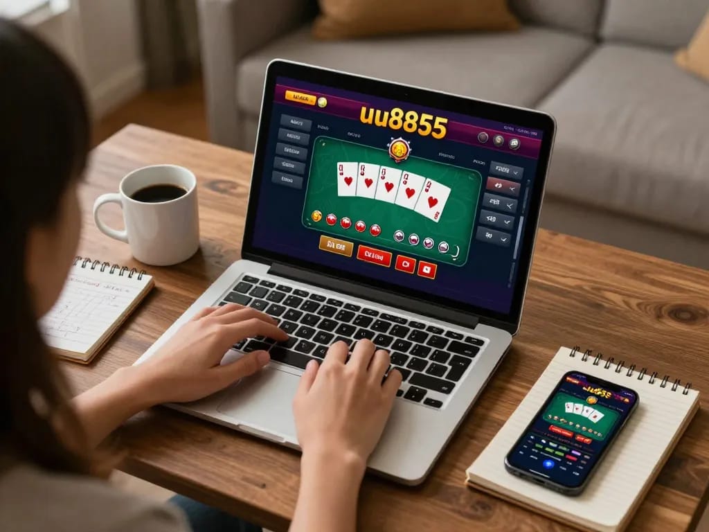 Engaging online gaming experience on uu8855 site with dynamic poker action and cozy home setting.