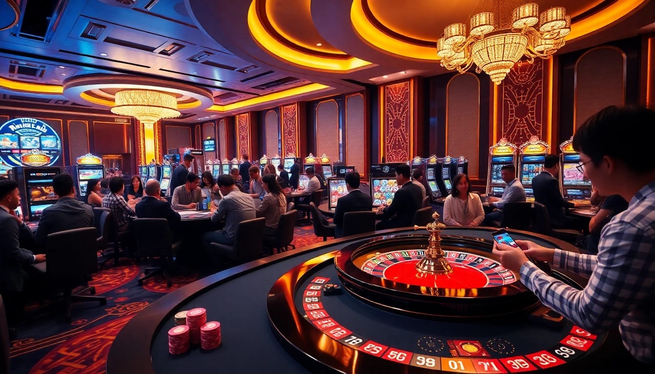 Experience the thrill of the J88 casino platform with vibrant players at a high-stakes table.