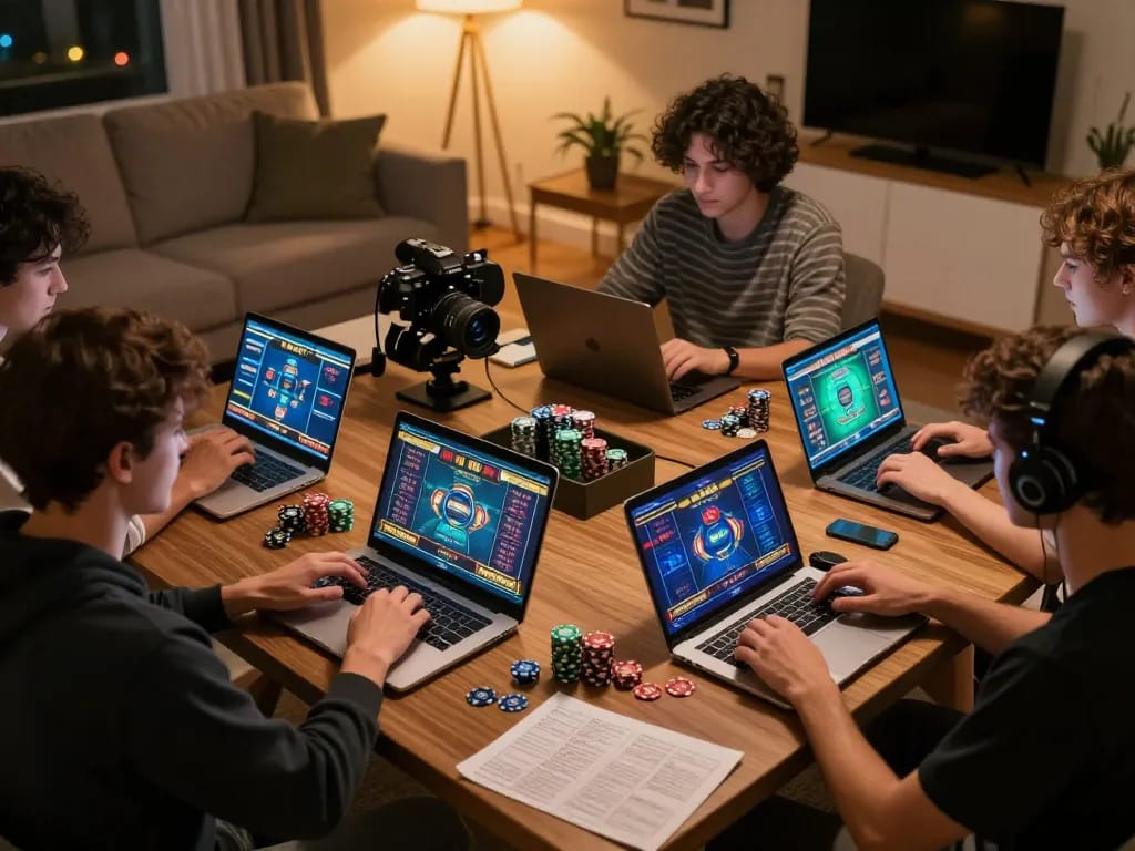 Players enjoying diverse games while using 79KING1 online casino in a cozy setting.