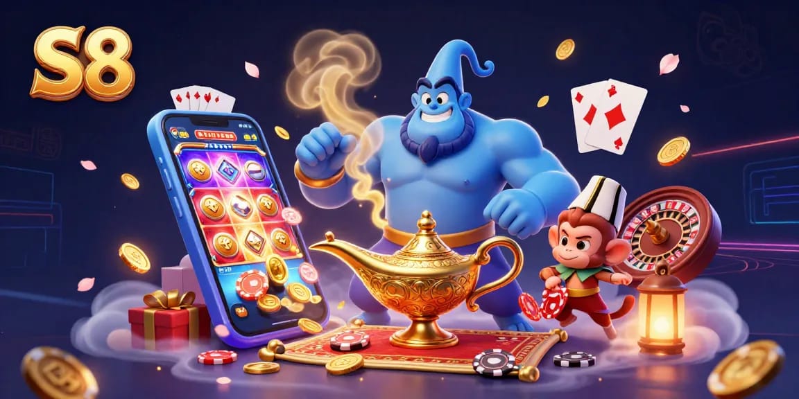 Experience thrilling wins at S8 with a vibrant display of slots and casino excitement.