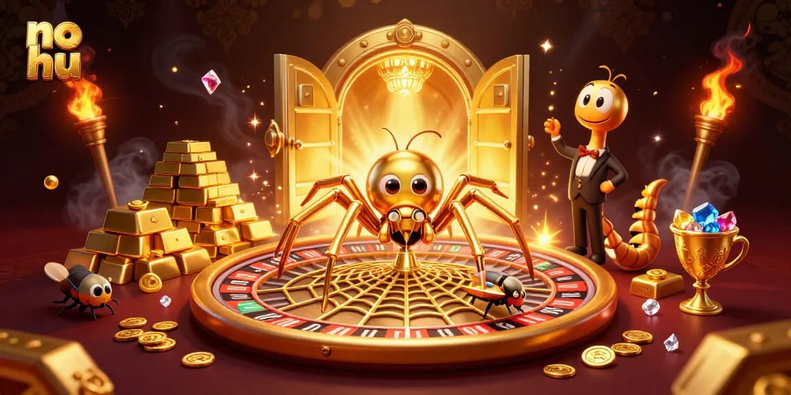 Experience no hu's thrilling roulette atmosphere with vibrant game elements and gold treasures.
