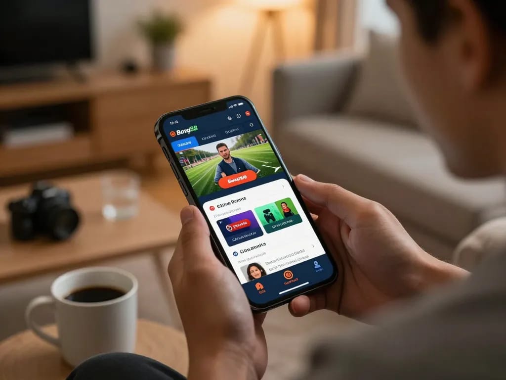 Bong88 user betting on smartphone with live sports odds displayed, showing strategic gameplay.
