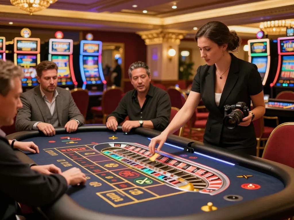 Sunwin players enjoying a thrilling roulette game in a luxurious casino setting, showcasing excitement and strategic betting.