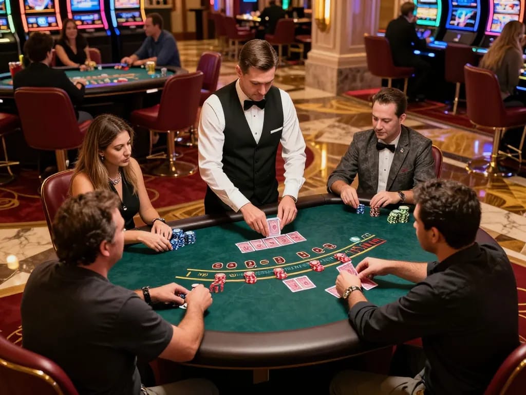 Players at a blackjack table engaging in strategy at the SC88 casino.