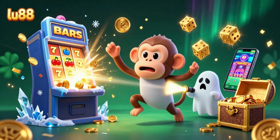 Experience thrilling moments with lu88 as a mischievous poltergeist monkey and ghost-hunter puppy bring a casino to life.