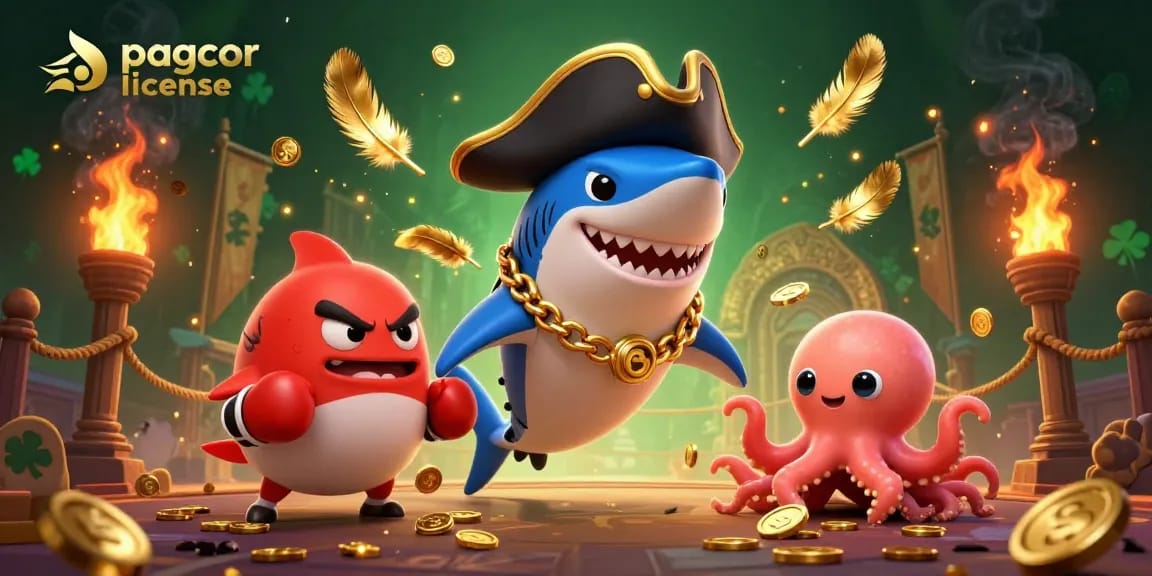 Experience the thrill of online gambling with a vibrant pagcor license illustration featuring fun characters and casino elements.