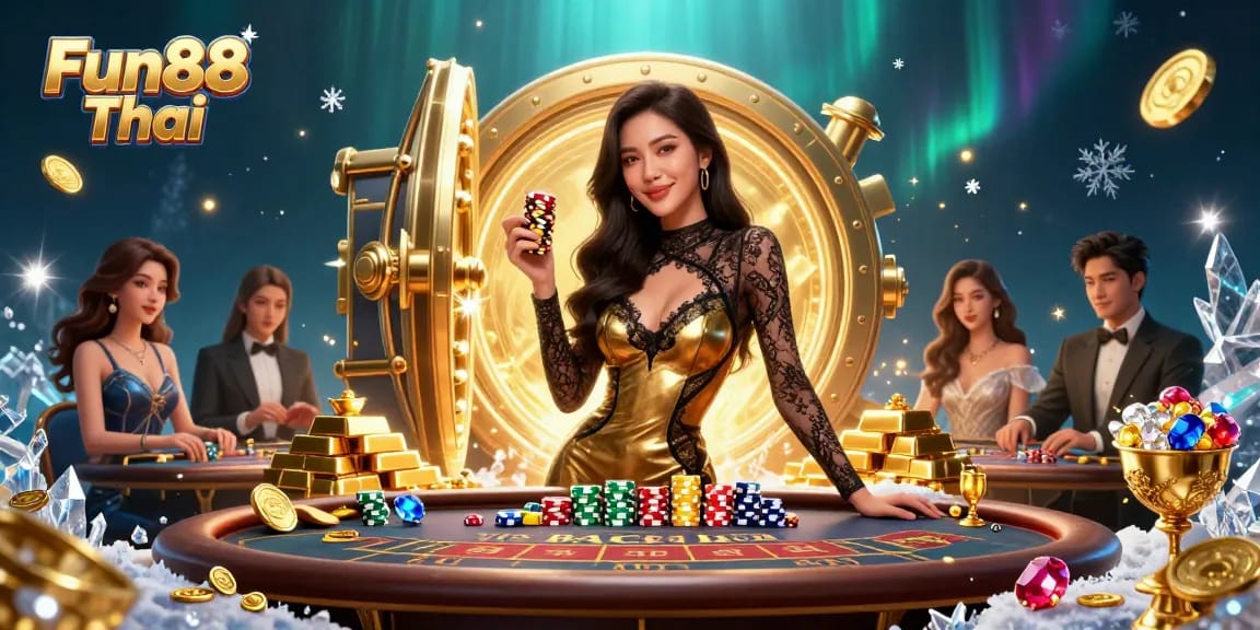 Play strategically at Fun88 Thai with a glamorous atmosphere filled with golden treasures and high-stakes excitement.