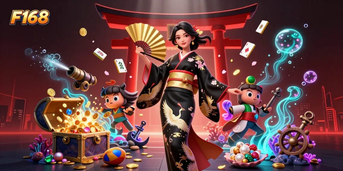 Experience thrilling gaming with F168's vibrant casino scene featuring dynamic characters and immersive elements.