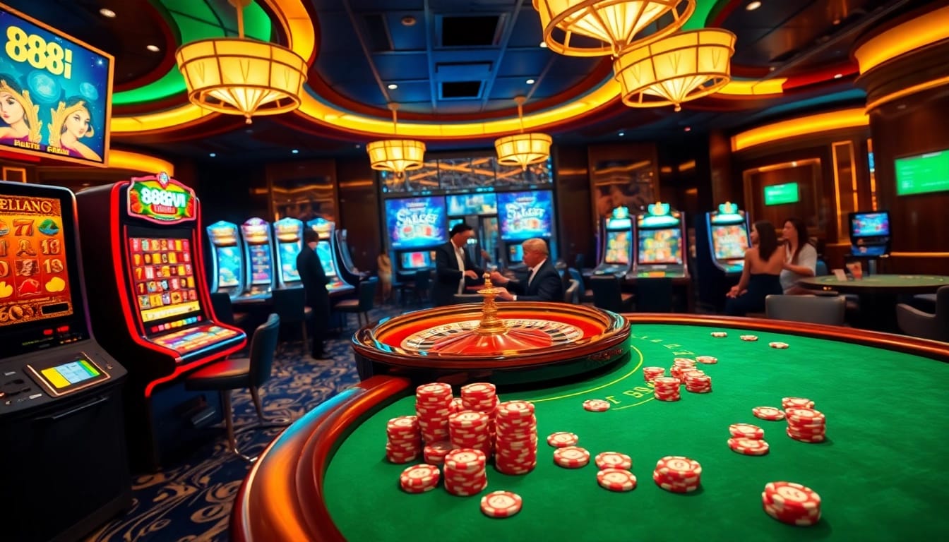 Experience thrilling gameplay at 888VI casino with vibrant slot machines and exciting poker tables.