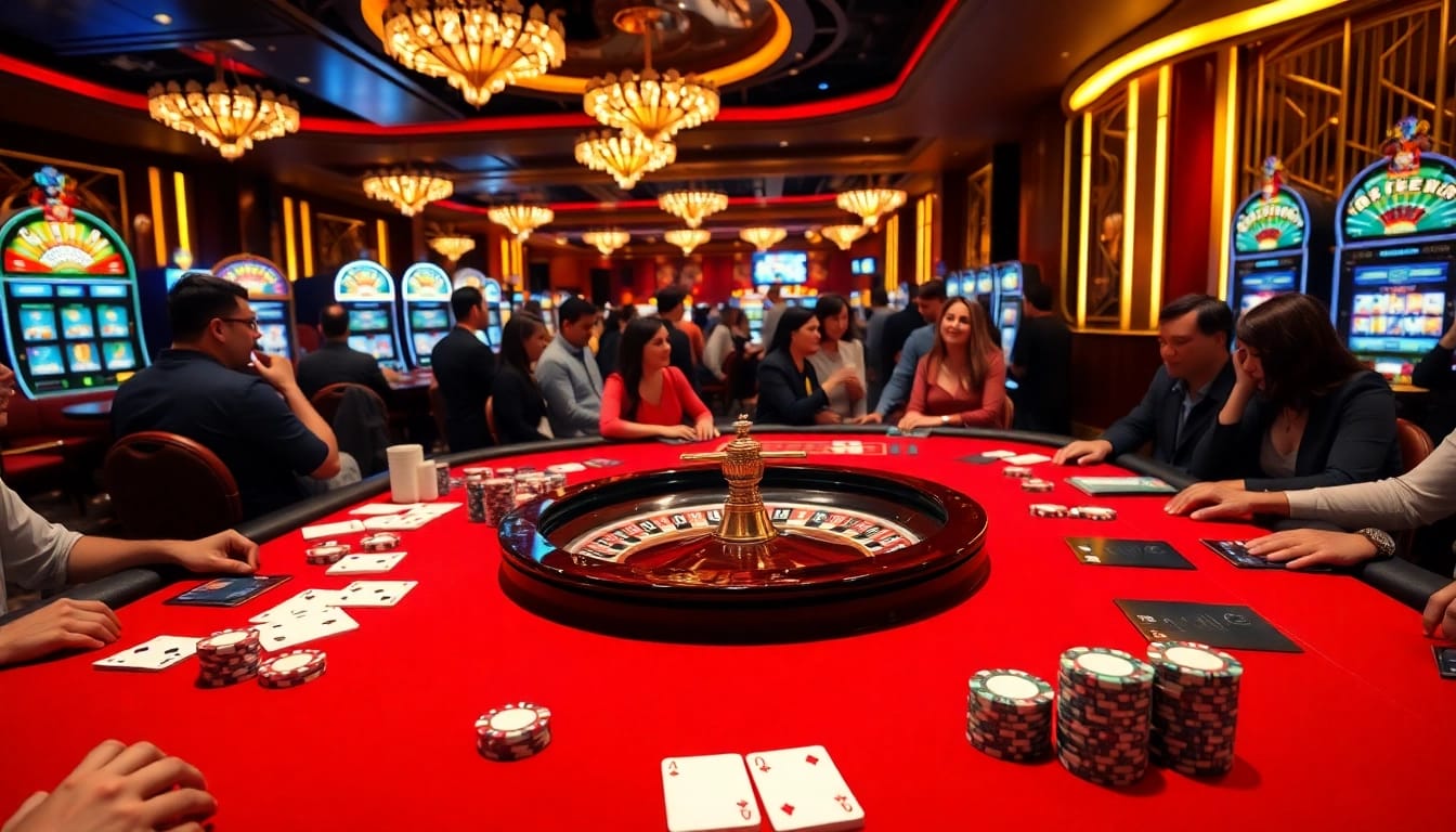 Go8 casino scene featuring players betting at a vibrant gambling table.