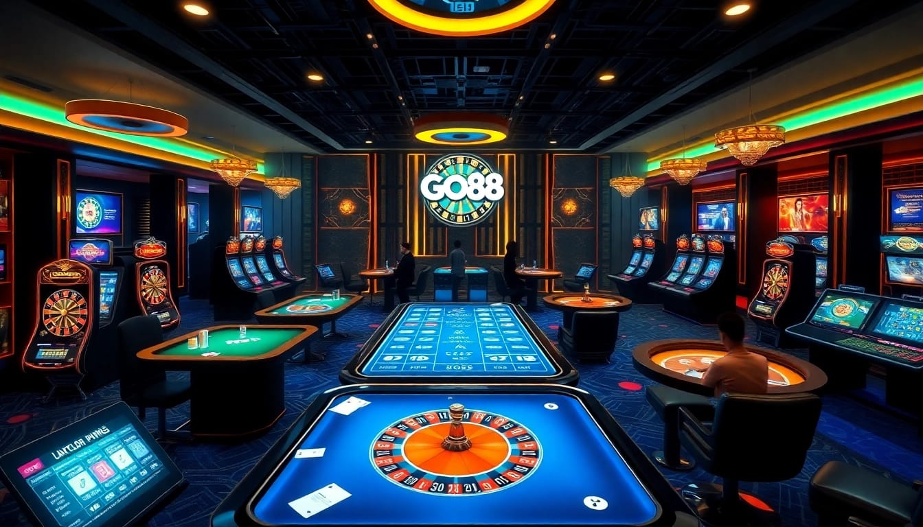 Experience the thrill of gambling at Trang Chủ GO88 with dynamic gaming interfaces and vibrant casino elements.