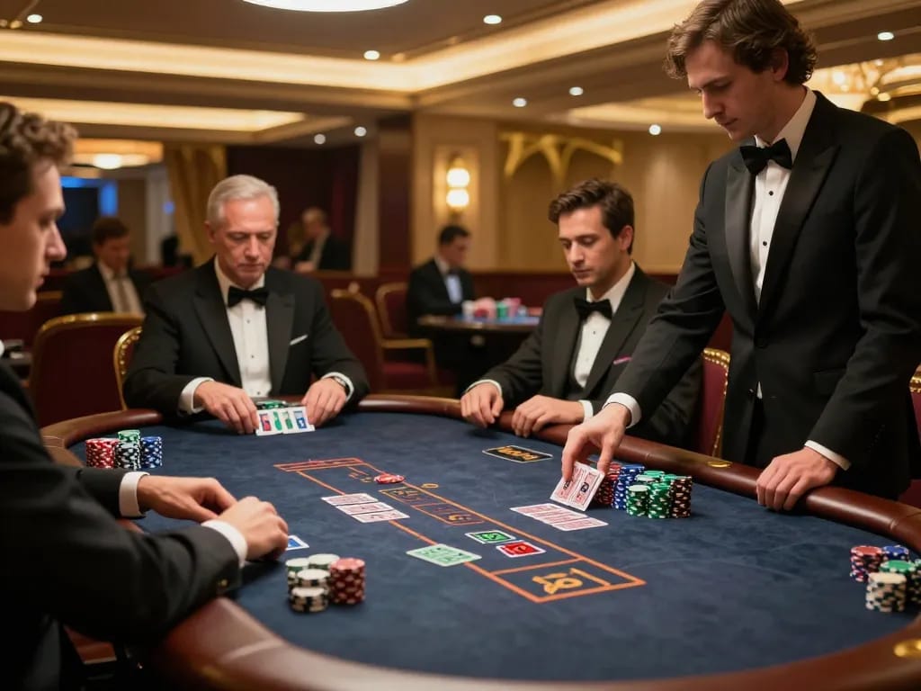 Experience luck8 in a thrilling blackjack game with players engaged and chips stacked