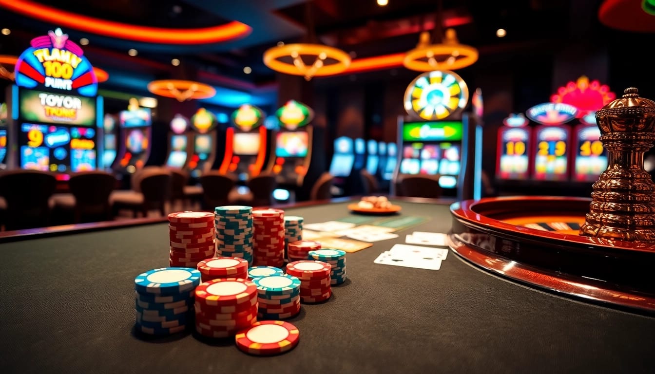 Experience thrilling gameplay at https://e2bet-games.org with vibrant poker chips and an elegant roulette wheel.