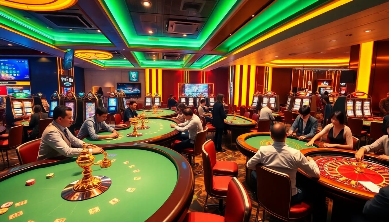 Players enjoying various games at KP88 COM casino, showcasing excitement and engagement.