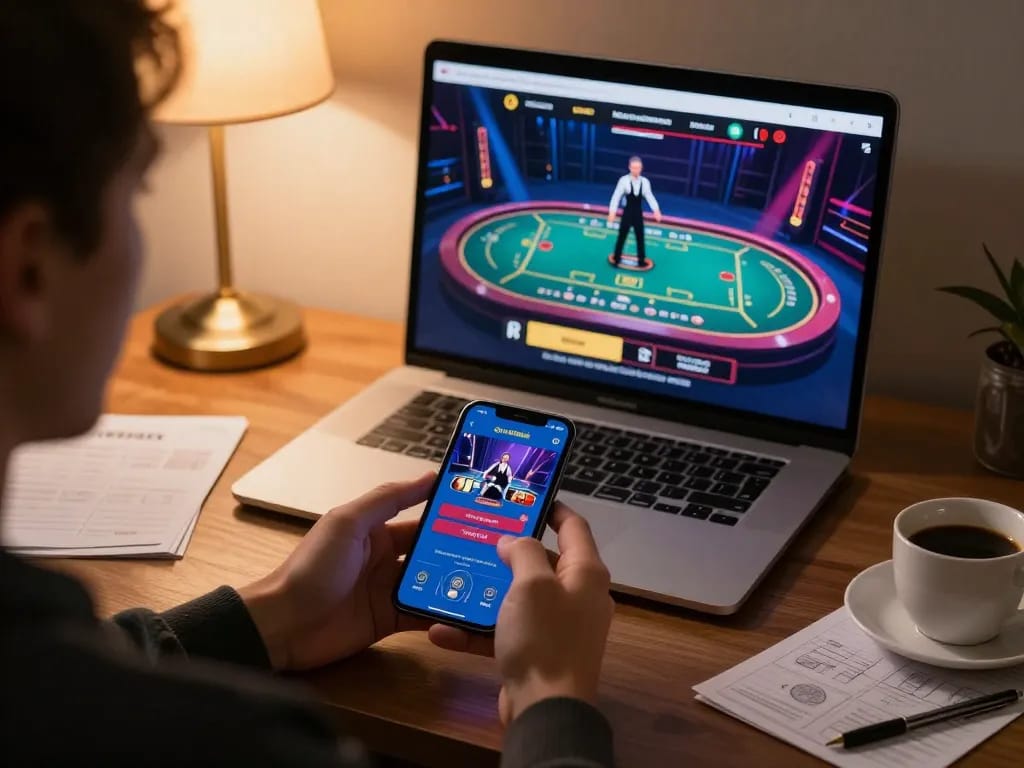 Player exploring swanky SV368 mobile app features for responsible online gambling.