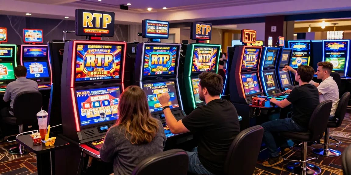 Diverse players enjoying vibrant gameplay at non UK casinos while engaging with high RTP slots and Bonus Buy features.