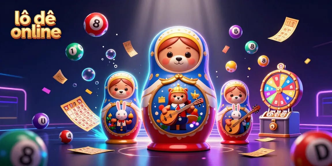 Experience exciting lô đề online gaming with vibrant lottery elements and engaging characters in this captivating illustration.