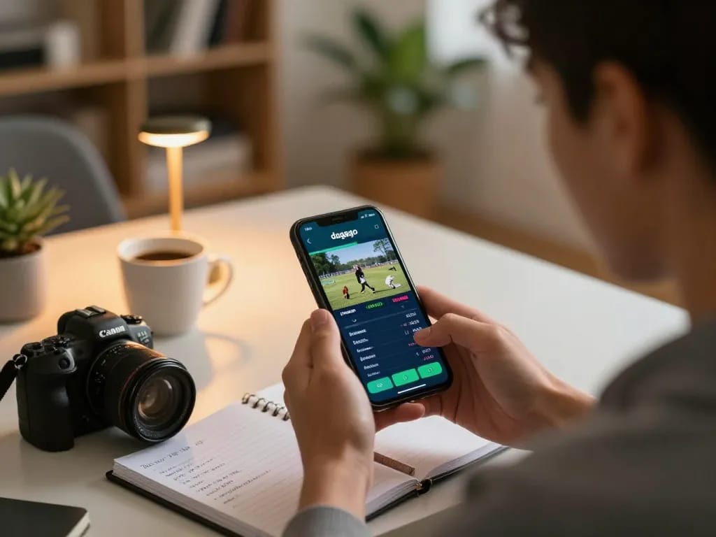 Person placing bets on the dagago app for live cockfighting, showcasing online gambling excitement.