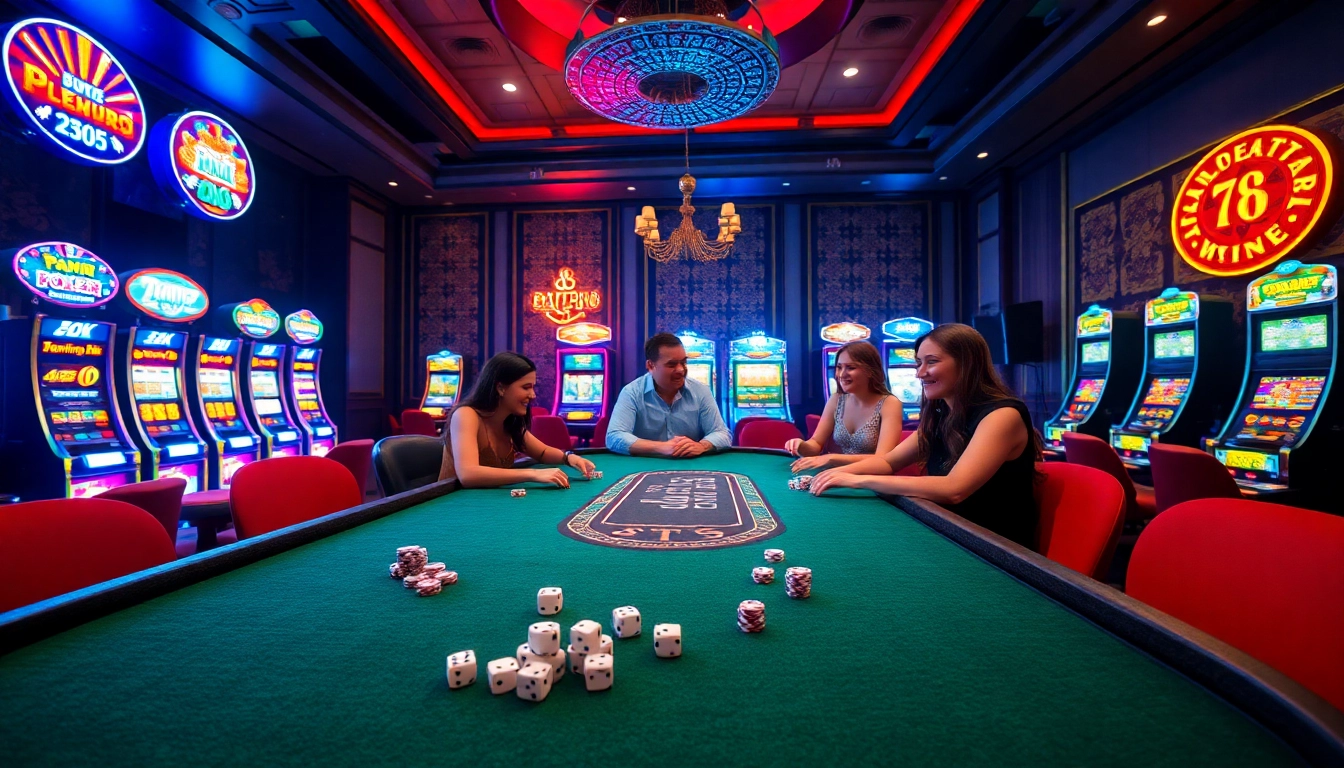 Exciting poker game at TWIN68, showcasing vibrant slots and lively atmosphere.