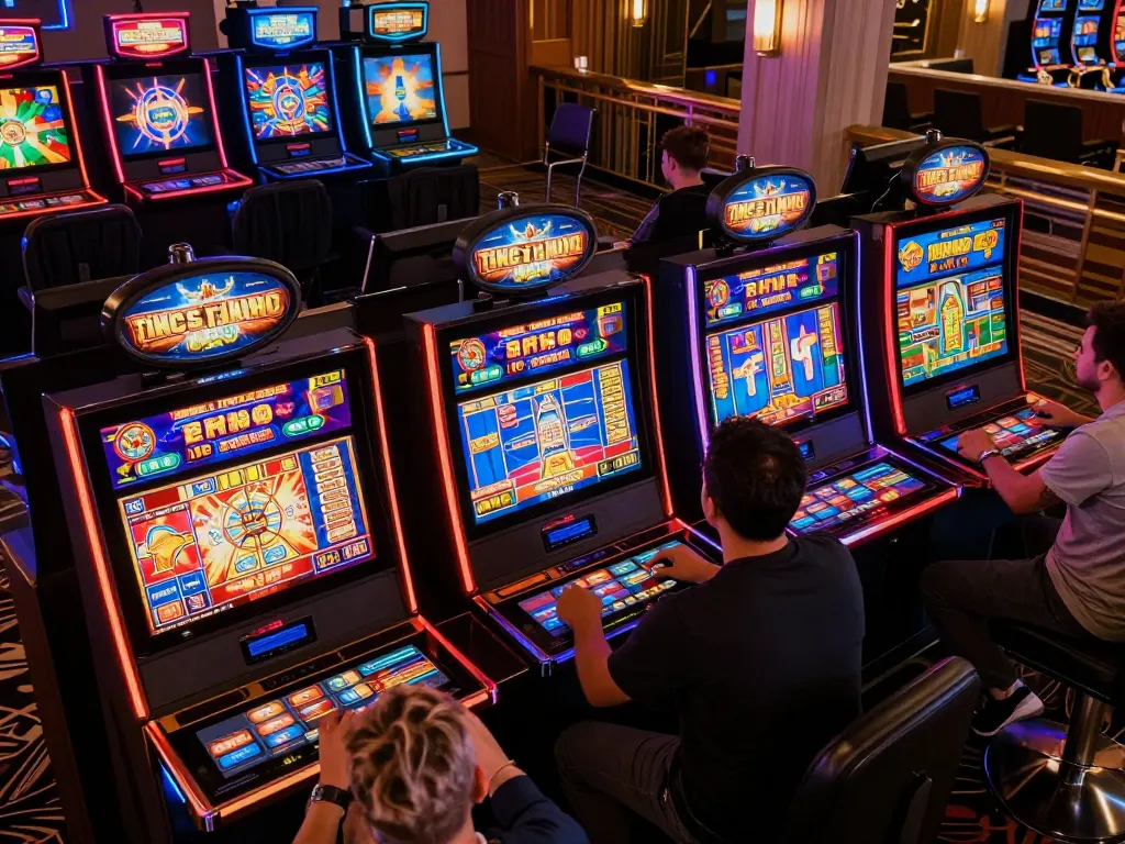 Nohu90 players engaging in vibrant online slots gameplay on tablets and smartphones.