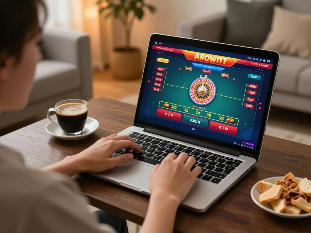 Person engaging with the 88clbgo online roulette interface in a cozy home setting