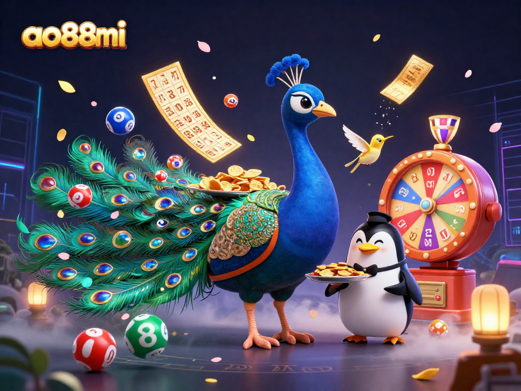 Experience ao88mi with thrilling golden chips and vibrant lottery action in dynamic digital art.