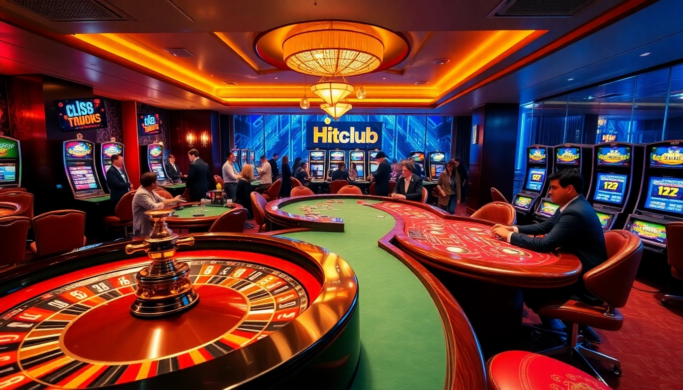 Hitclub players engaging in thrilling casino games at a vibrant table.
