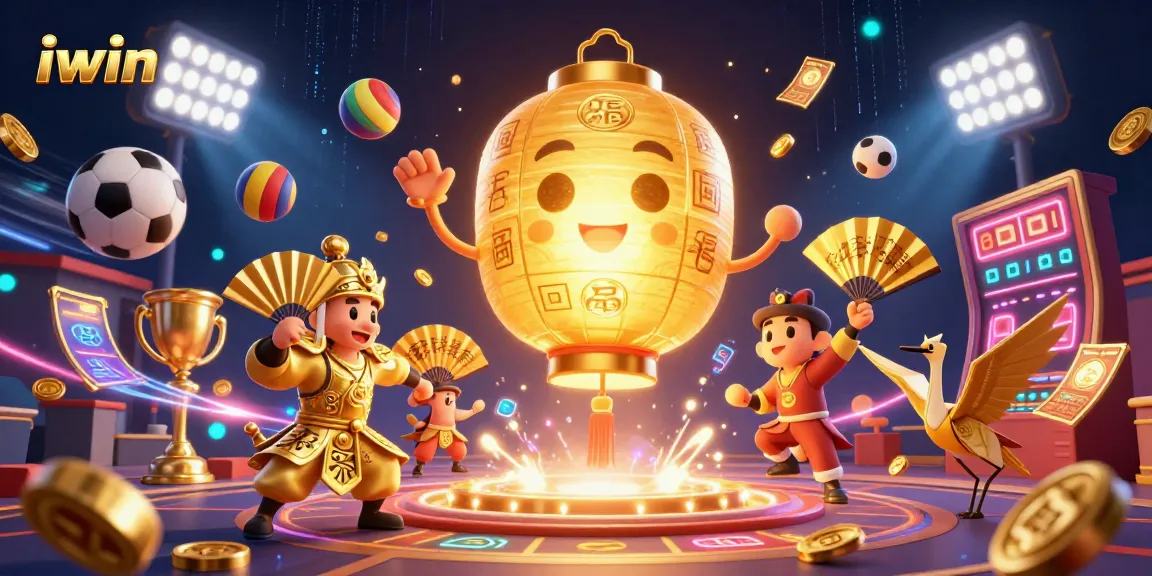 Experience thrilling gameplay at iwin with vibrant casino elements in a dynamic, festive scene.