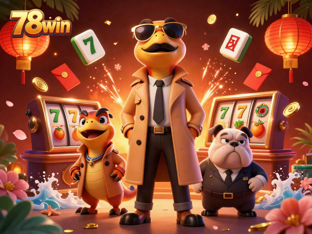Engage in thrilling gaming at 78win with raptors sneaking into a VIP casino scene.