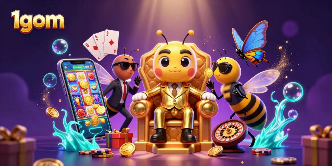 1gom showcases a lively casino scene featuring a bumblebee mob boss amidst vibrant gaming elements, enhancing the gambling experience.