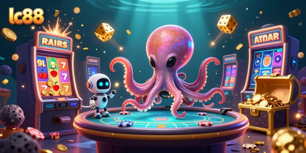 Experience the thrill of the lc88 jackpot with animated characters and vibrant casino elements.