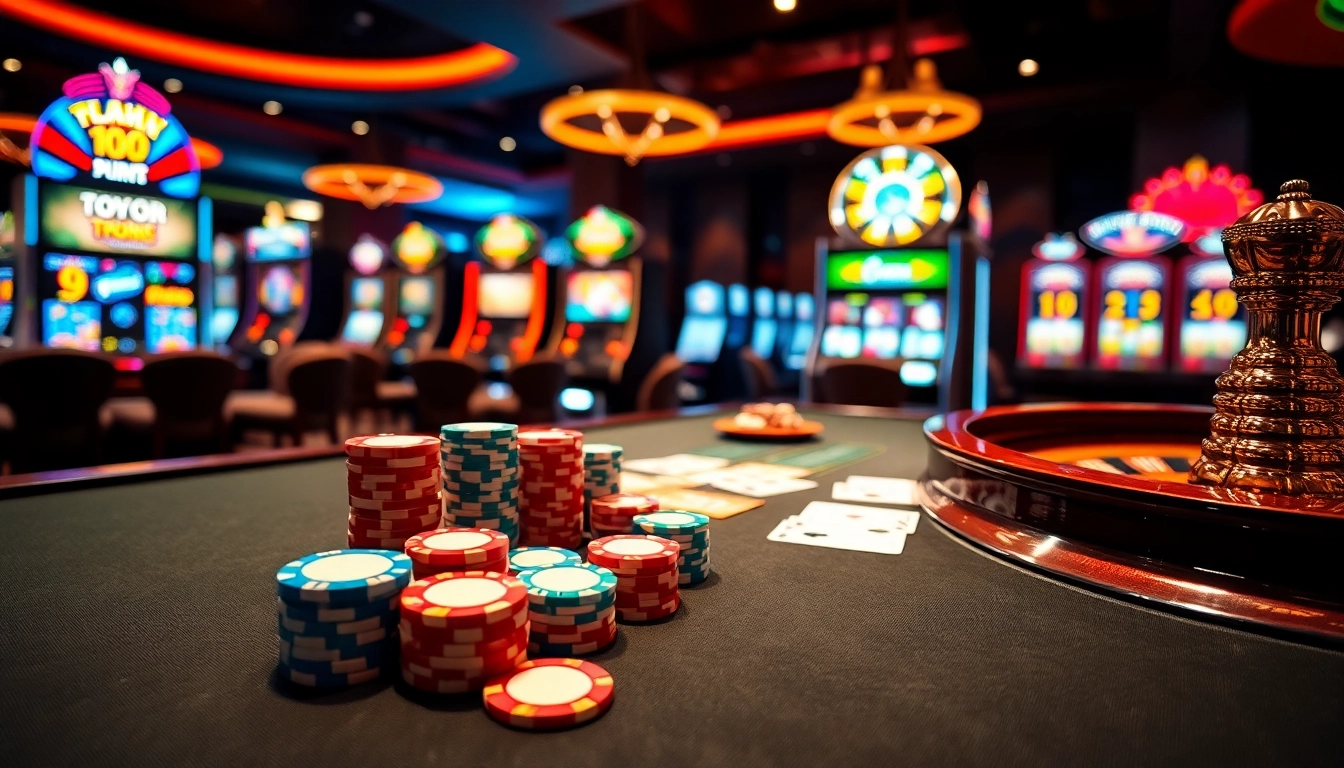 Experience thrilling gameplay at https://e2bet-games.org with vibrant poker chips and an elegant roulette wheel.