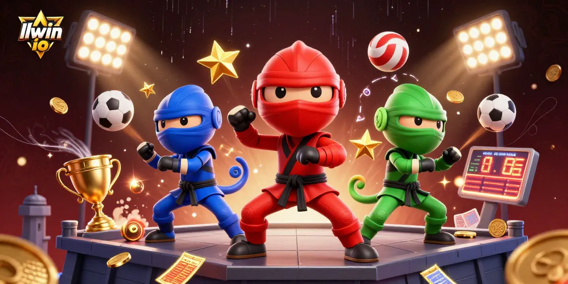 Engage with the stunning llwin io gaming scene featuring vibrant ninja chameleons amidst dynamic sports elements.