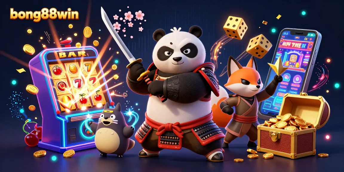 Experience thrilling gameplay with bong88win's vibrant casino world, featuring colorful slot machines and dynamic characters.