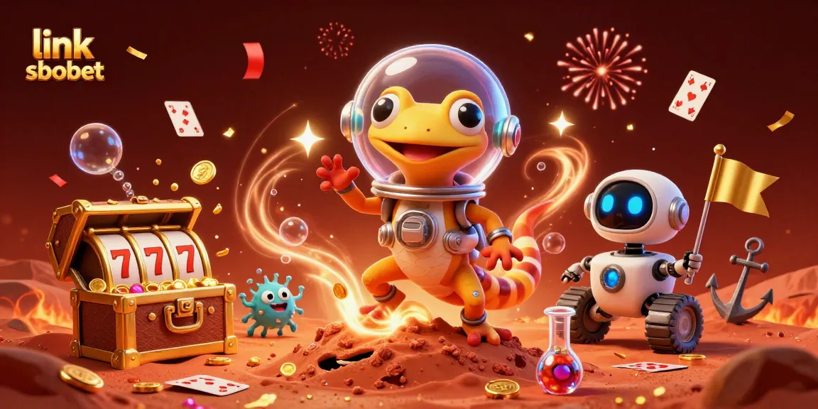 Experience the thrill of link sbobet with a Martian gecko exploring a buried casino!