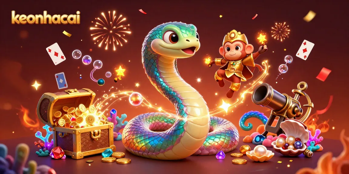 Experience keonhacai's thrilling visuals with a vibrant 3D casino scene filled with energy and gambling elements.