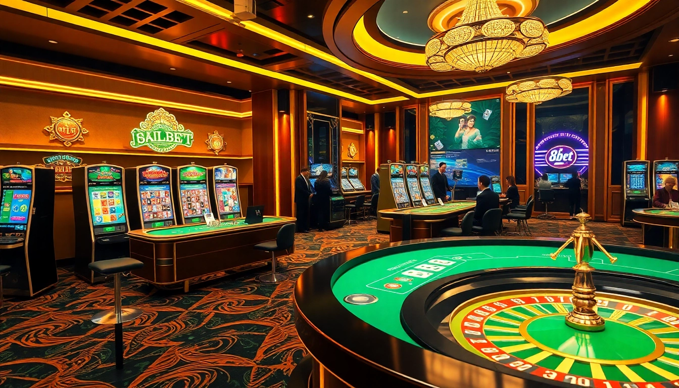 Players engaging in strategic gameplay at nhà cái 8kbet with vibrant casino elements.
