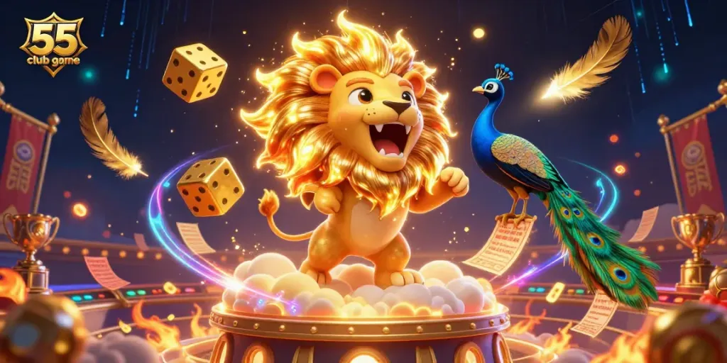 Engage in thrilling bets with the dynamic 55 club game, showcasing vibrant gaming elements and characters.