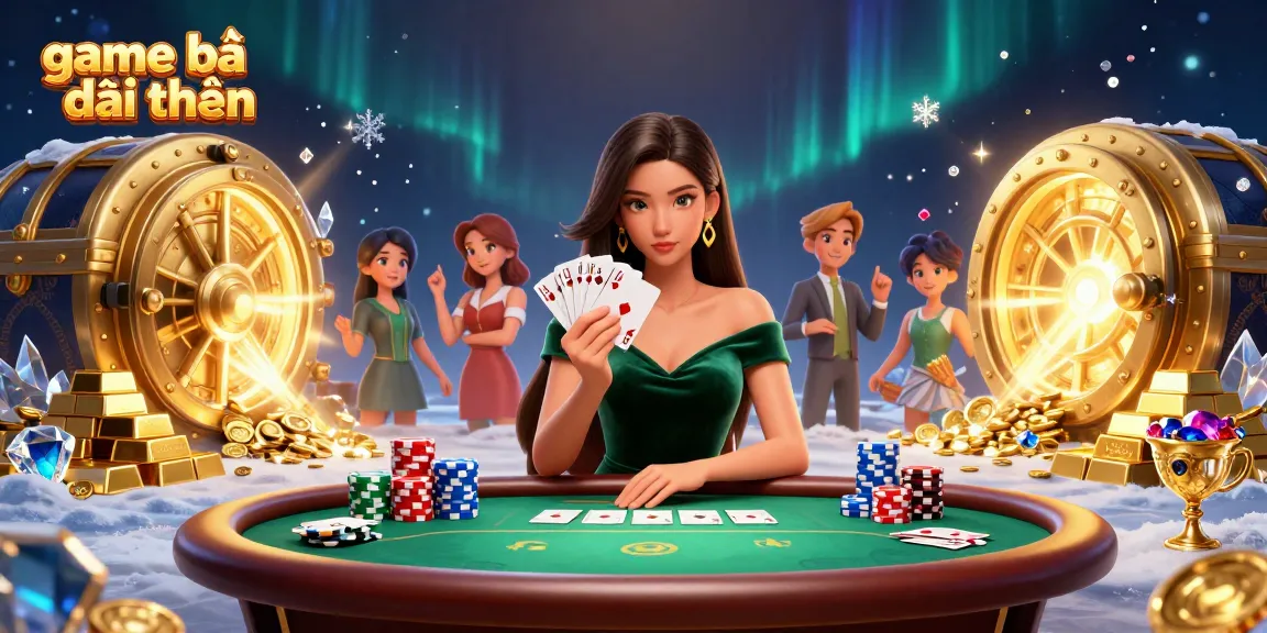 Engaging scene featuring game bài đổi thưởng with a focused Asian woman playing poker, illuminated under dramatic lighting.