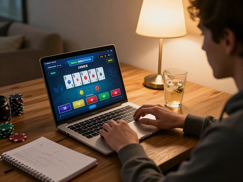 Player immersed in a live dealer blackjack game at home, showcasing tg88 online casino experience