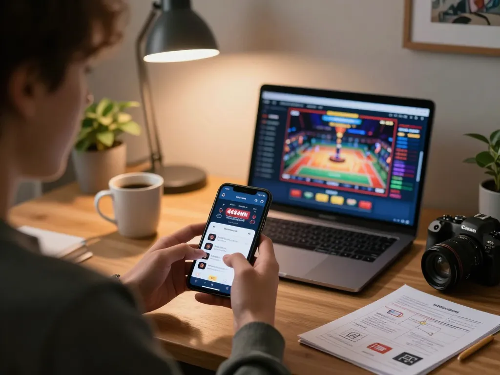 Engaging gameplay on the 4444WIN plataforma app, showcased in a cozy home setting.